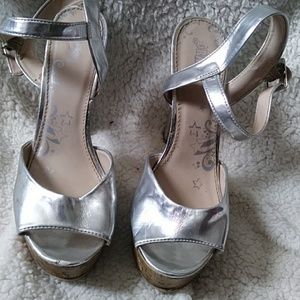 Silver high heels